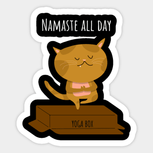 Namaste All Day - Yoga Cat Sticker